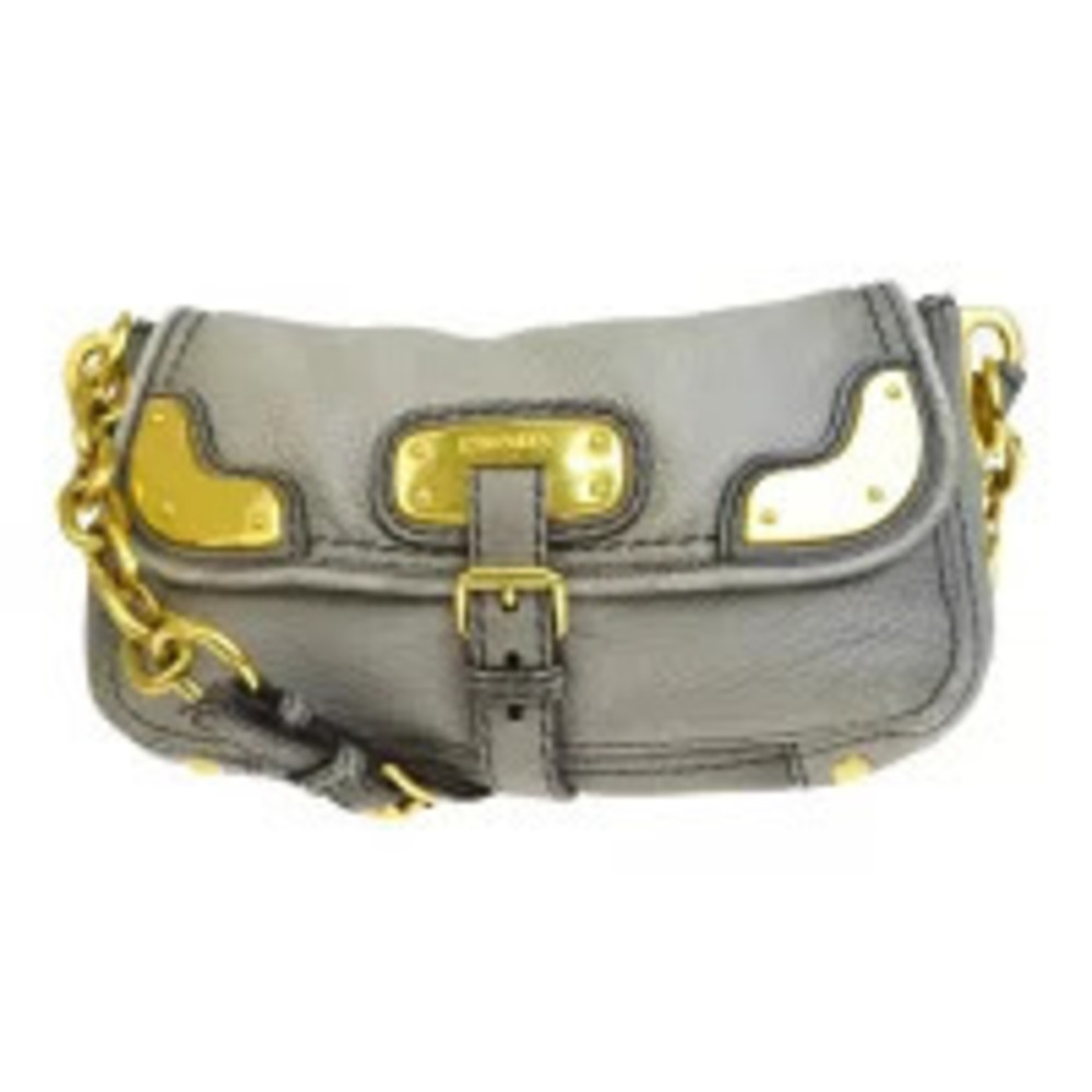 Prada Chain Shoulder Bag Gray Leather